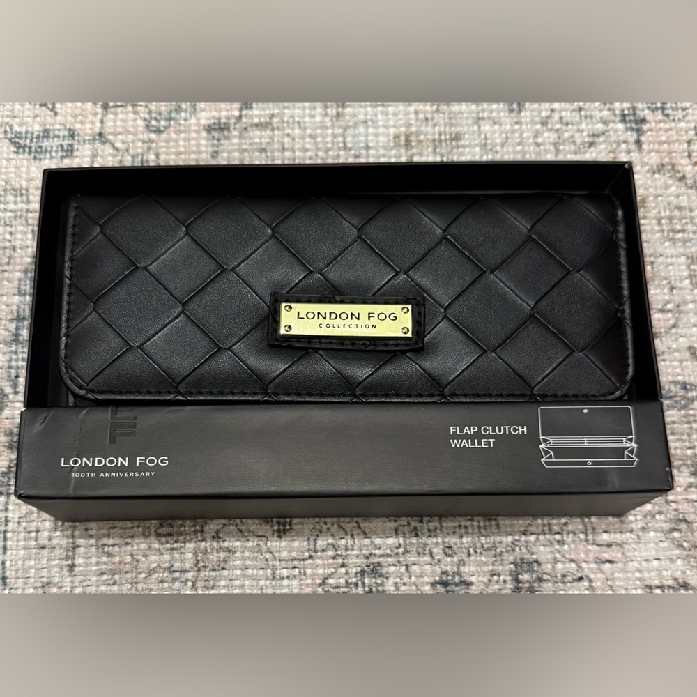 London Fog Black Flap Clutch Wallet